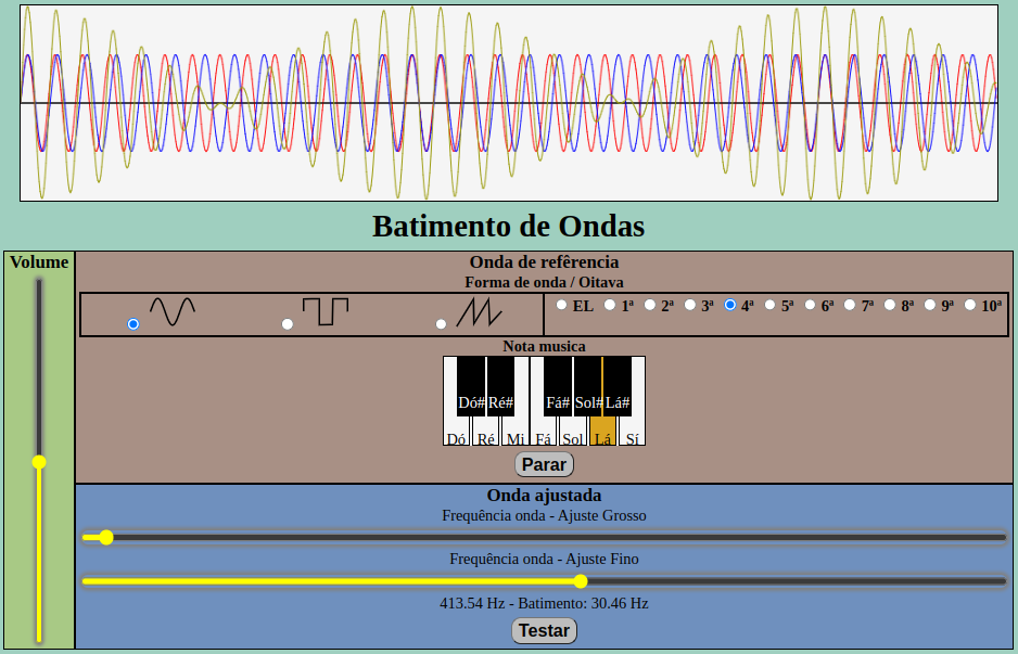imagem da simulação Batimento de Ondas
